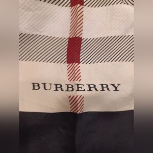Burberry 100% Silk Scarf EUC Taupe, Red And Black